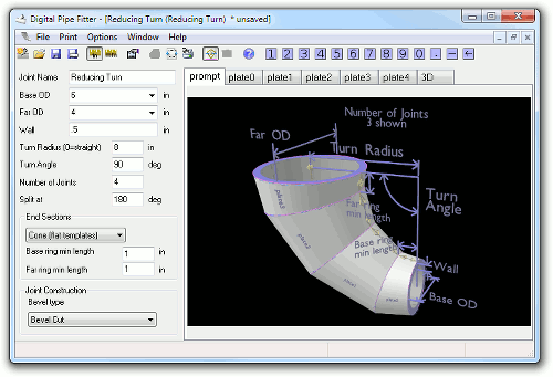 reducing turn joint